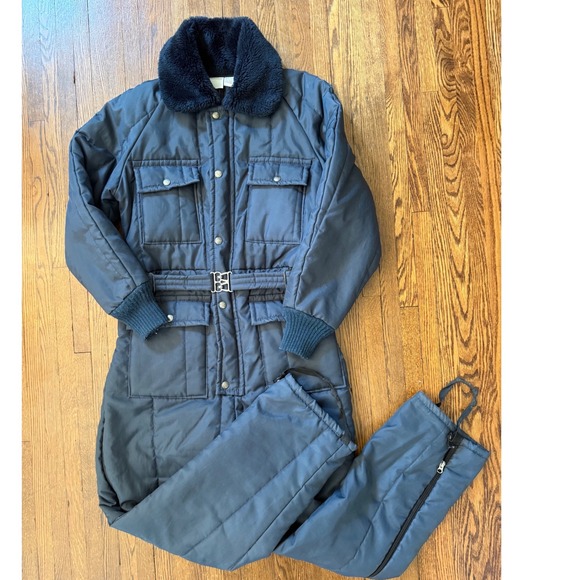 Walls Other - Vintage Walls Blizzard-Pruf Insulated Snow Suit Navy Blue Faux Fur Collar USA M